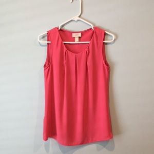 XS Pink Ann Tylor Loft pleated tank top